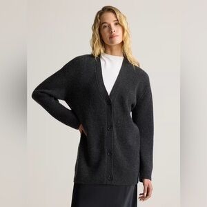Quince Cardigan Womens Medium Dark Gray Mongolian Cashmere Oversized Boyfriend